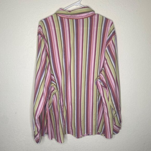 Lane Bryant Button Up Tunic Top  Womens 26/28 Striped Long Sleeve Cotton Blend R - Picture 3 of 9